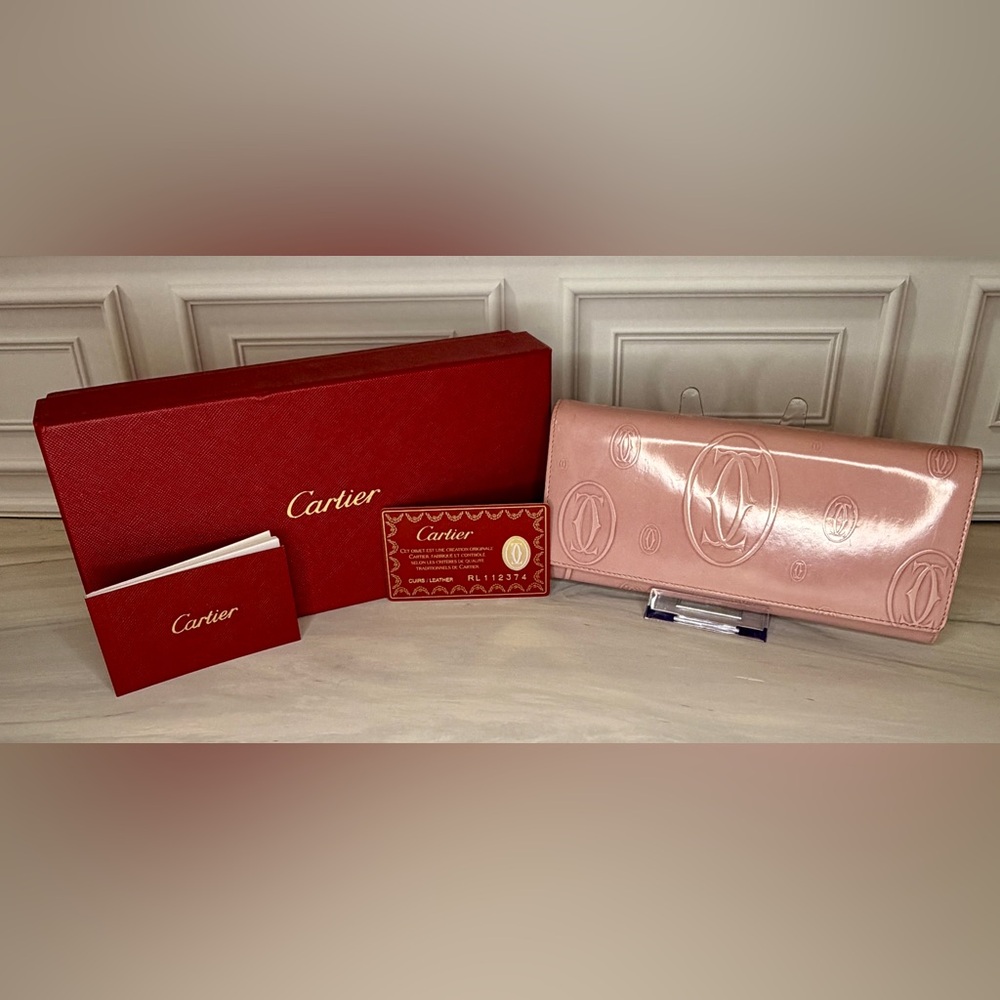 Cartier Vintage Collectible Pink Patent Wallet | Full Set | Rare Colorway